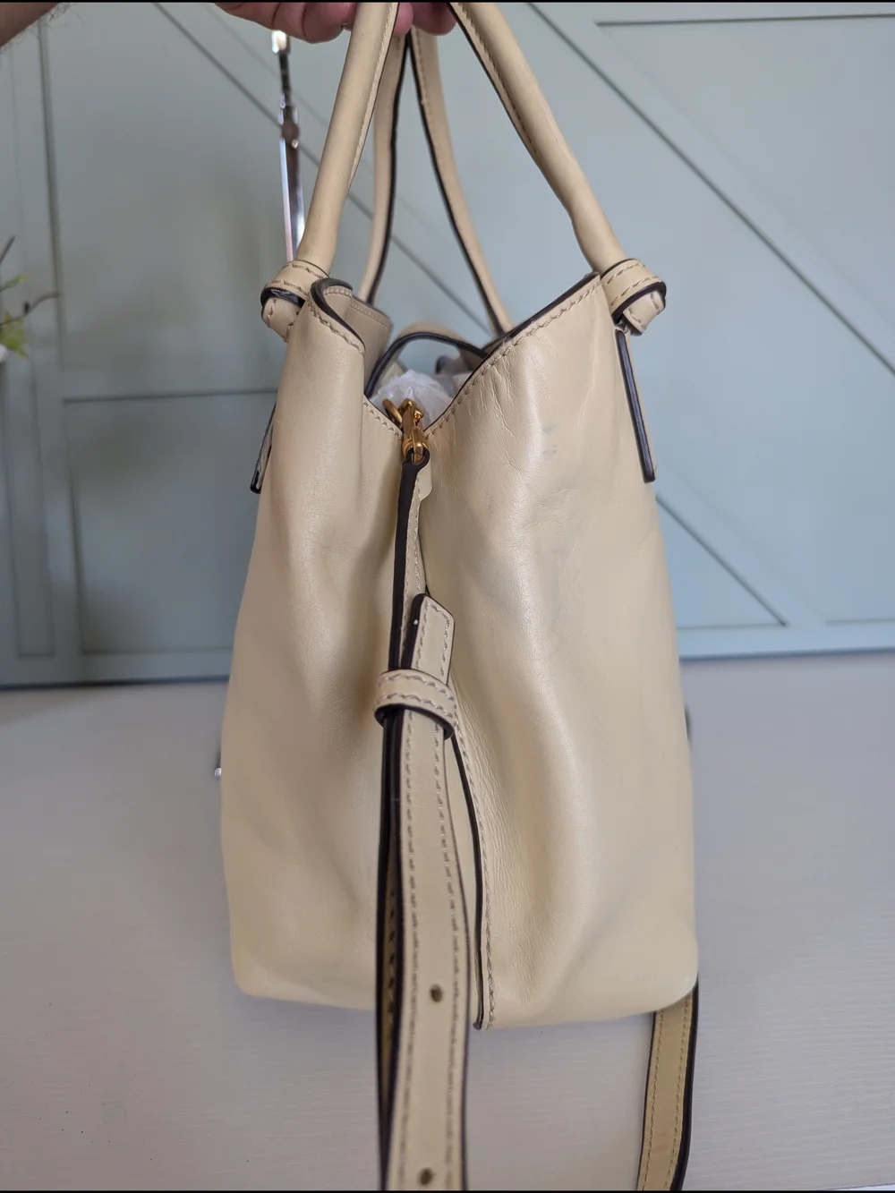 Tory Burch Cream Leather Shoulder Bag